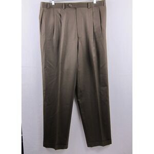 Lauren Ralph Lauren Pants Mens 34x30 Brown Pleated Cuffed 120s Wool Cashmere